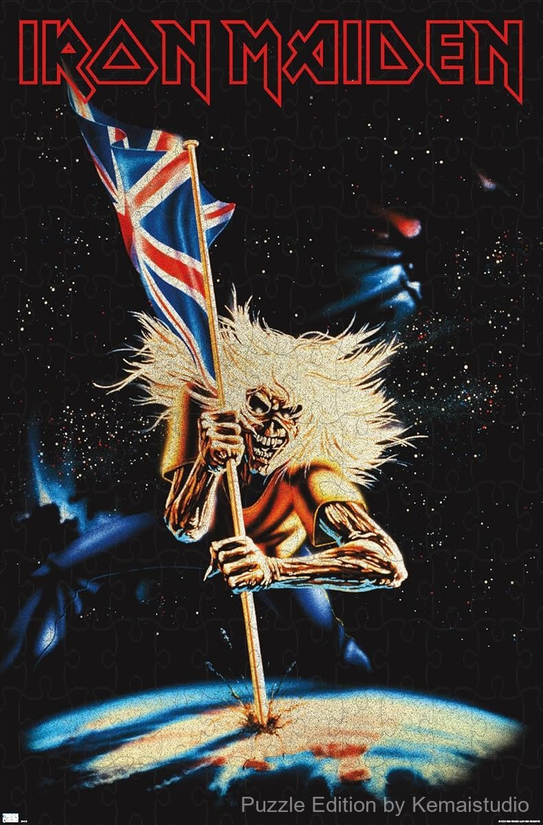 A blazing puzzle with Iron Maiden's hell-themed visuals, perfect for immersive challenge seekers