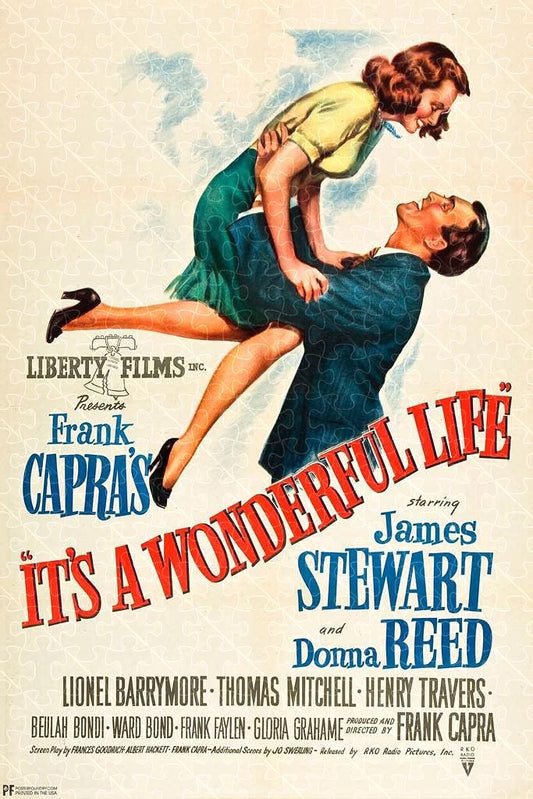 It’s A Wonderful Life 1946 retro movie poster, wooden puzzle for adults