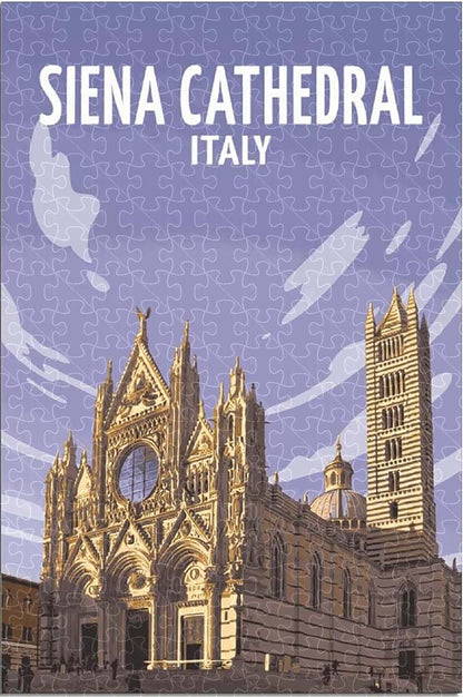 Italy Tuscany Siena Cathedral vintage travel poster jigsaw puzzle for adults, 1000-piece wooden puzzle of the stunning Siena Cathedral.