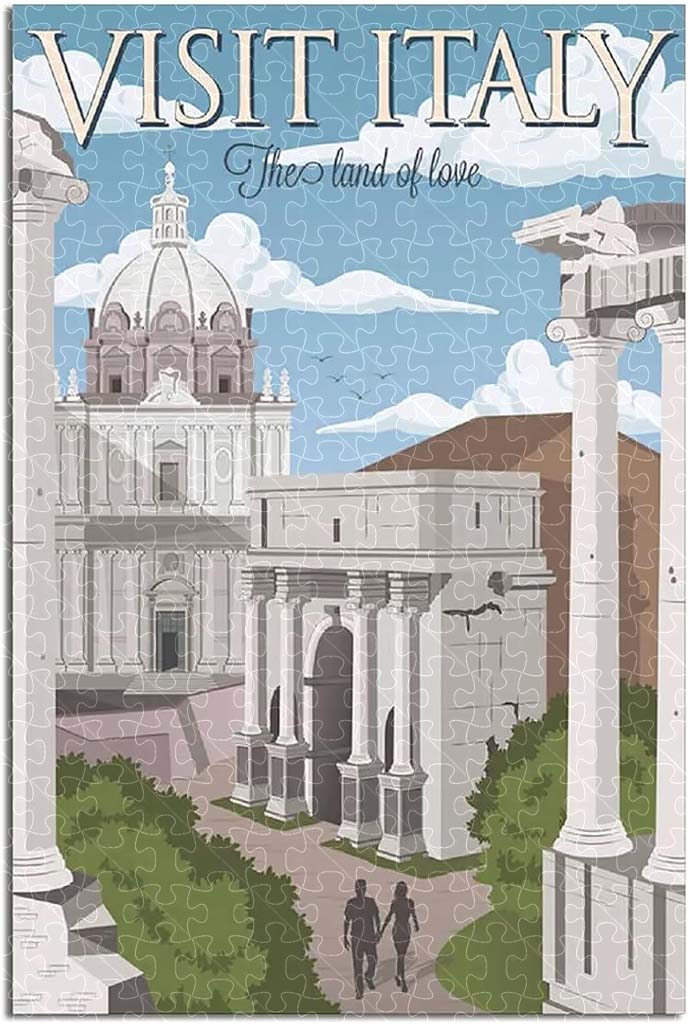 Italy vintage national park poster jigsaw puzzle for adults, 1000-piece wooden puzzle of Italy’s stunning landscapes.