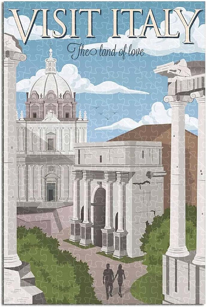 Italy vintage national park poster jigsaw puzzle for adults, 1000-piece wooden puzzle of Italy’s stunning landscapes.