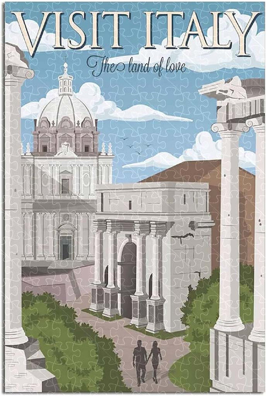 Italy vintage national park poster jigsaw puzzle for adults, 1000-piece wooden puzzle of Italy’s stunning landscapes.