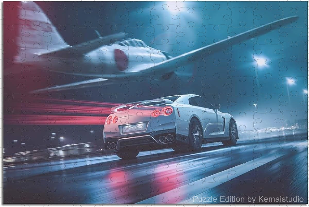 Nissan R35 captured in urban JDM poster art