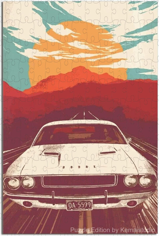 Wooden puzzle featuring a high-quality JDM car poster, showcasing detailed and realistic colors