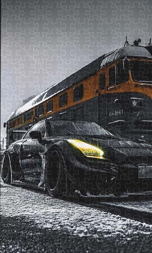 1000-piece wooden puzzle showcasing the stunning design of the R35 sports car.