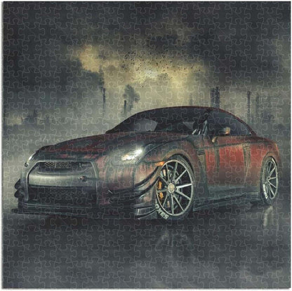 1000-piece wooden puzzle of the Nissan R35, a dream car for car enthusiasts.