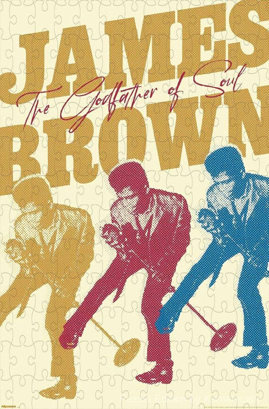 A powerful puzzle honoring James Brown as the Godfather of Soul, perfect for vintage music decor