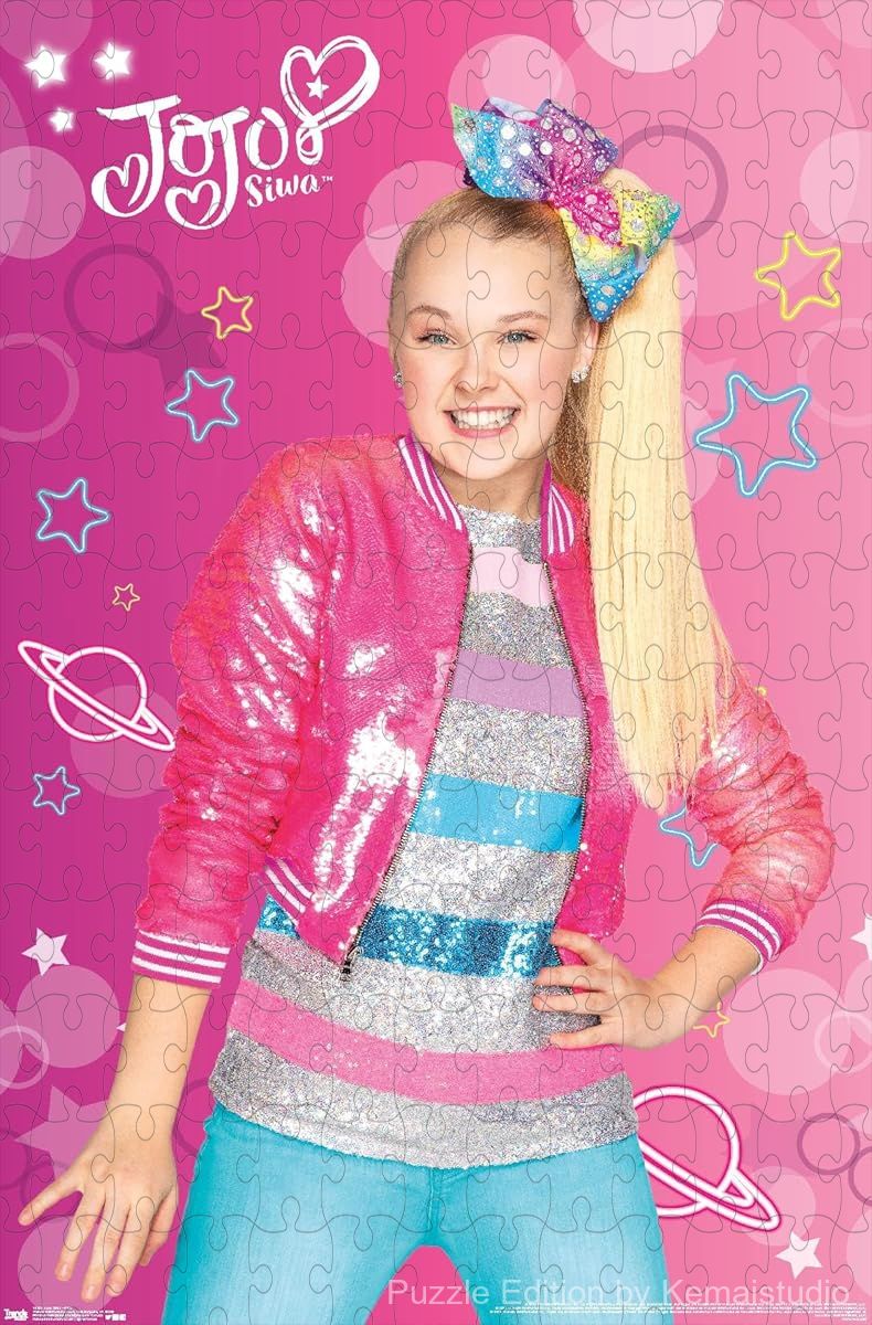 A vibrant and fun image of JoJo Siwa in pink tones, perfect for colorful bedroom decor or gifting