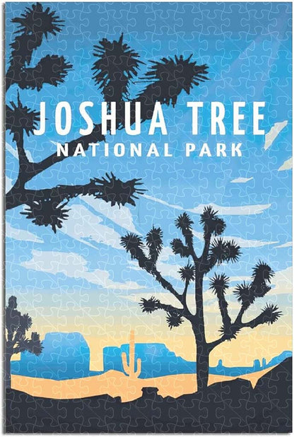Joshua Tree National Park, 1000-piece wooden puzzle capturing the beauty of iconic desert landscapes and unique Joshua trees.