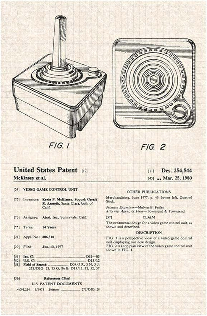 500-piece puzzle of joystick video game patent diagram poster