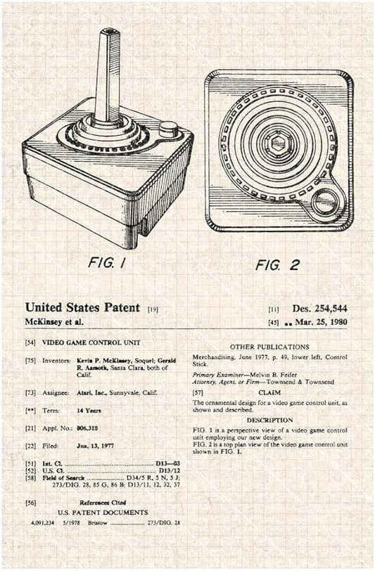 500-piece puzzle of joystick video game patent diagram poster