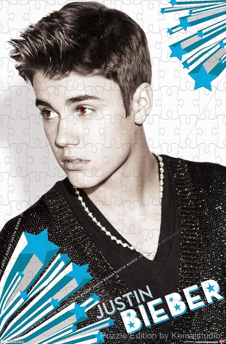A bright and energetic puzzle featuring Justin Bieber with bold lettering, perfect for modern spaces