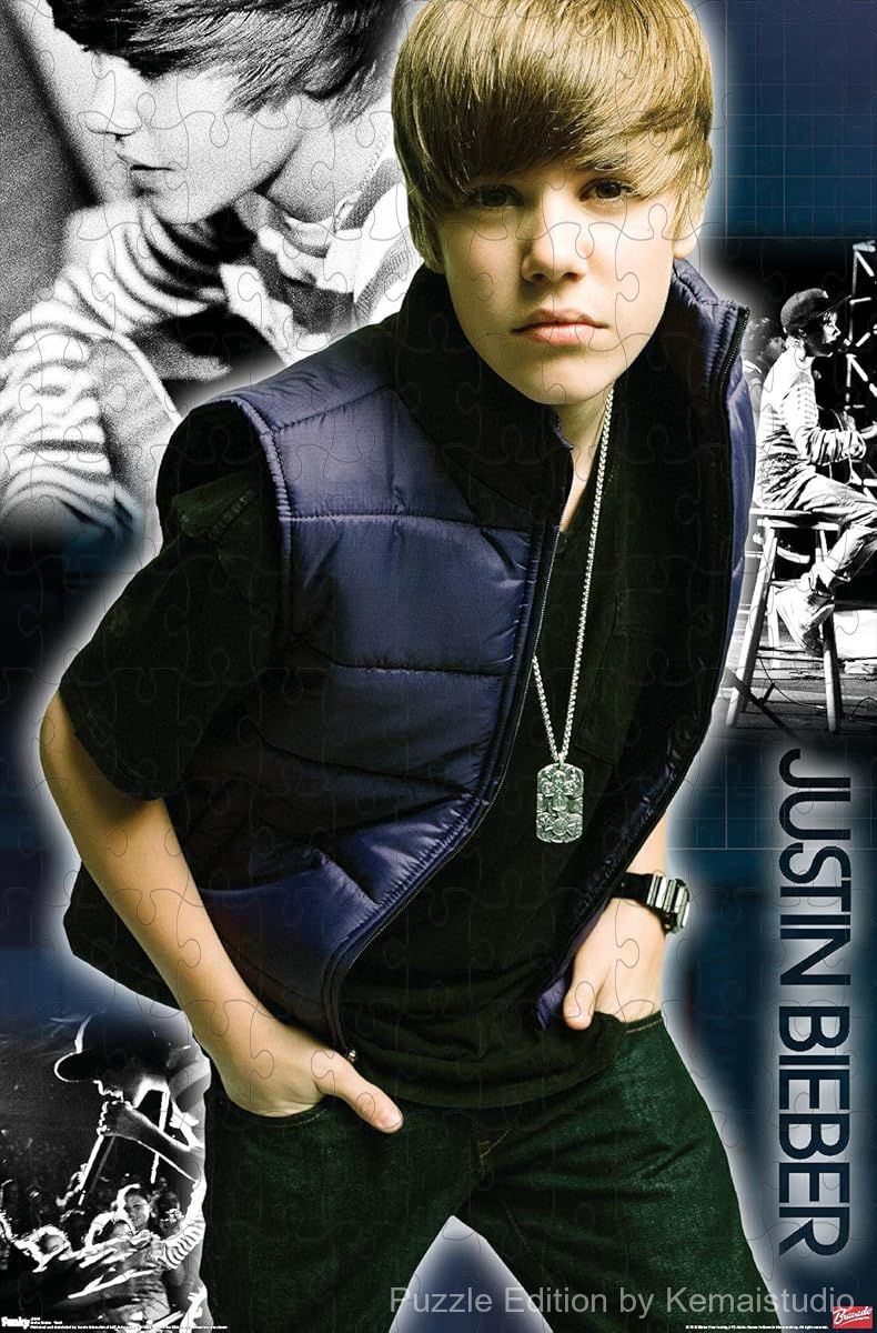 500-piece wooden jigsaw puzzle featuring Justin Bieber's Cool album cover.
