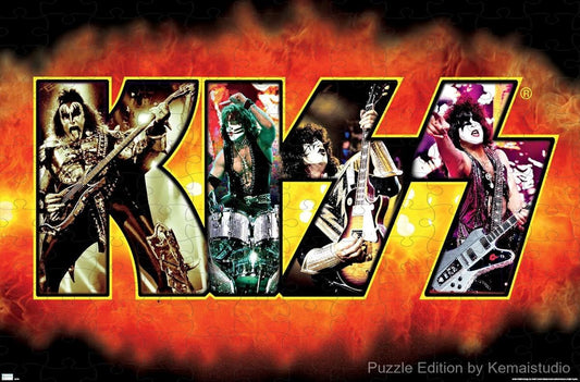A striking puzzle of the KISS logo in vivid style, ideal for rock decor or gifting