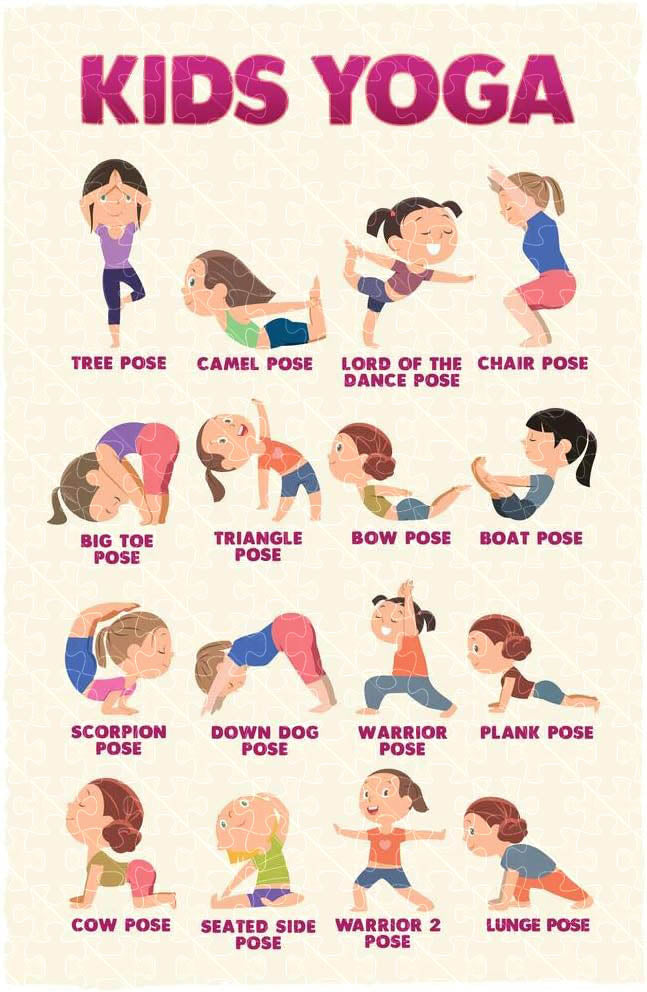 Kids yoga poster puzzle, wooden puzzle for adults