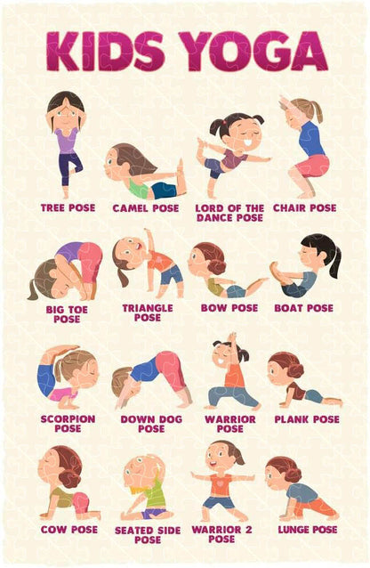 Kids yoga poster puzzle, wooden puzzle for adults