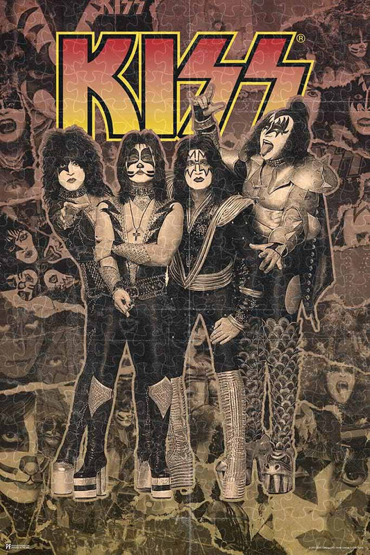KISS band photo montage poster, jigsaw puzzle for adults