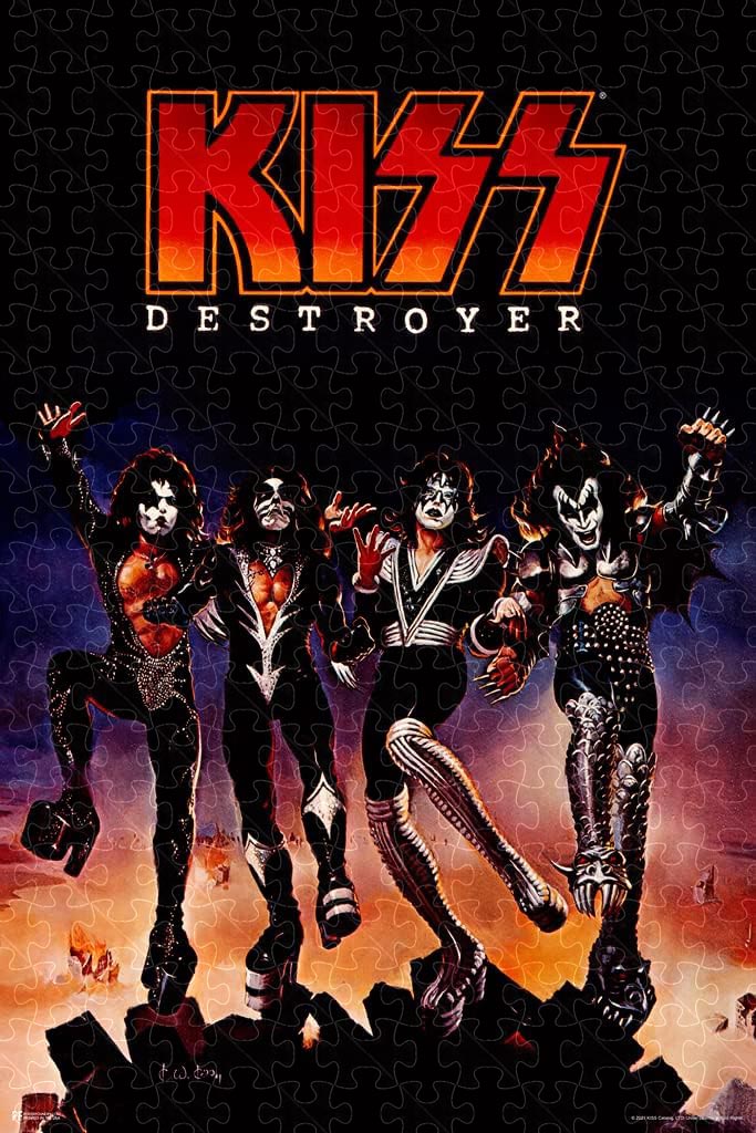 KISS heavy metal music merch posters, jigsaw puzzle for adults