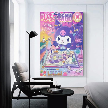 Puzzle made with Kuromi Anime Posters can be hung on the wall as decorative paintings