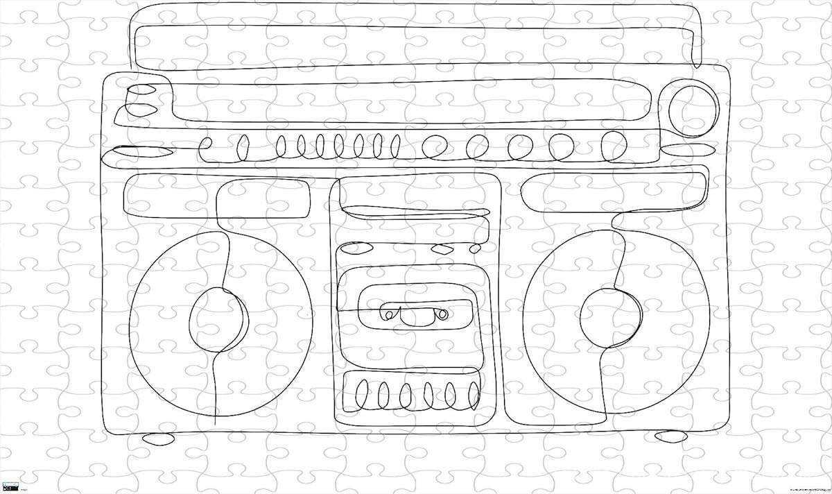 A unique line-drawing puzzle of a retro boombox, ideal for modern wall art or creative gifting