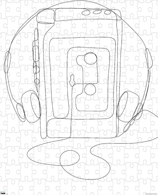 A minimalist puzzle of a continuous line art cassette player, ideal for creative minds and gift seekers
