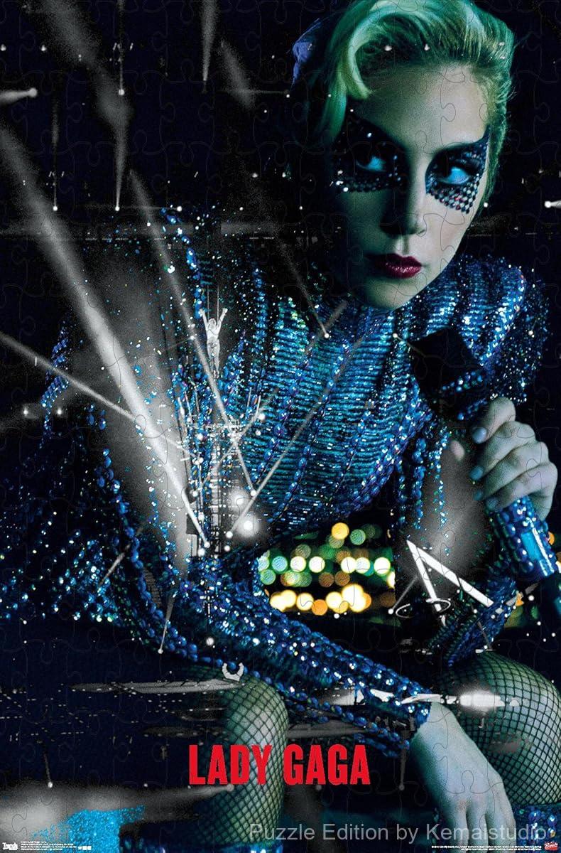 A bold and electrifying puzzle of Lady Gaga on stage, ideal for fans and music room walls