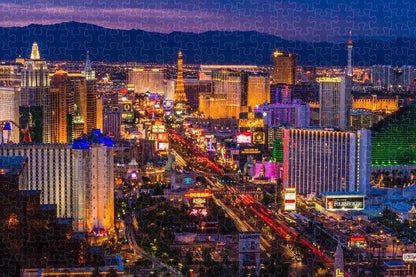 Las Vegas Strip at Twilight photo poster puzzle, wooden puzzles for adults  