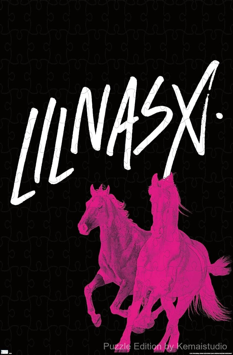 A stylish puzzle merging Lil NAS's image with horse visuals¡ªblending hip-hop and western themes