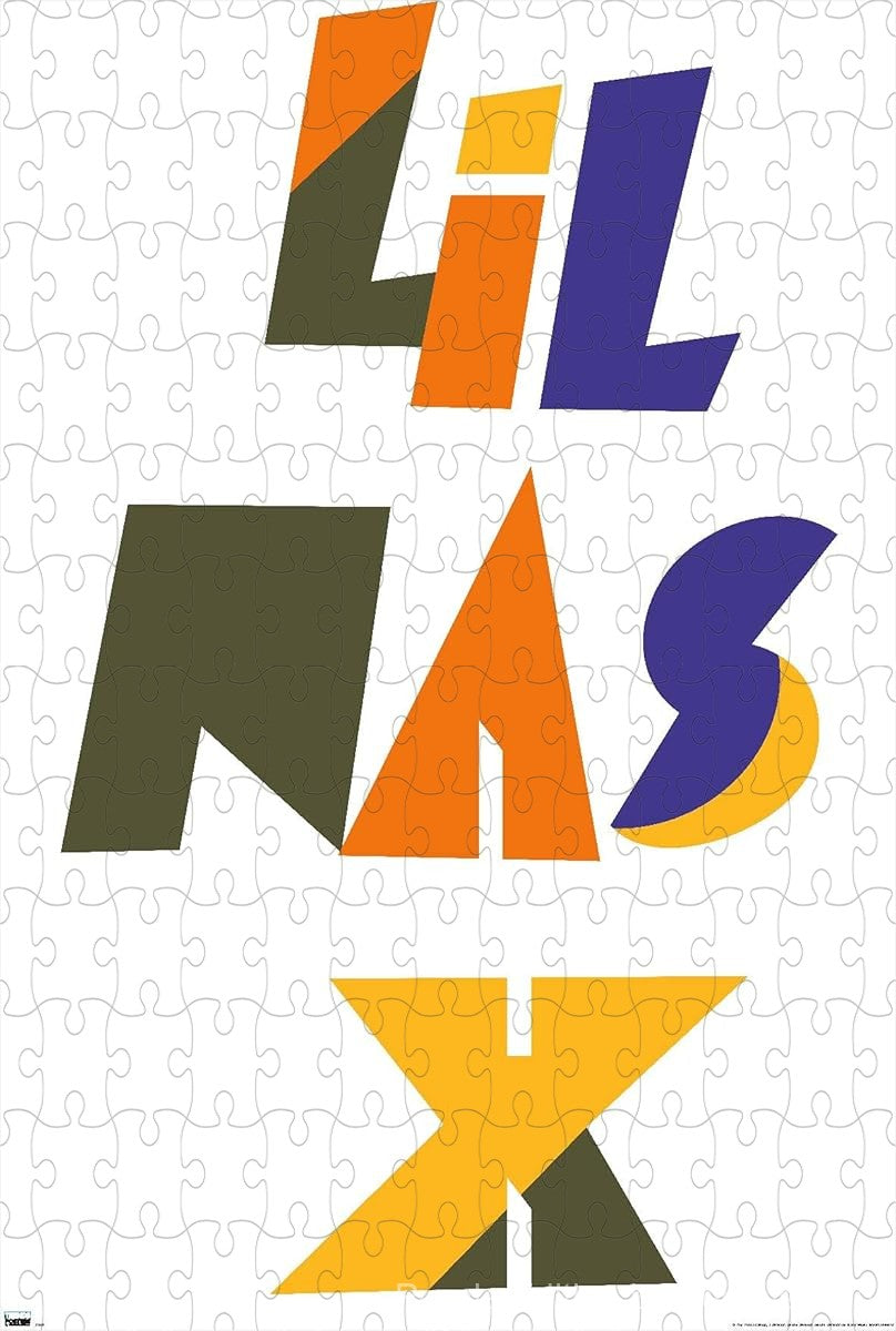A vibrant and modern puzzle design centered on the distinctive logo of Lil NAS