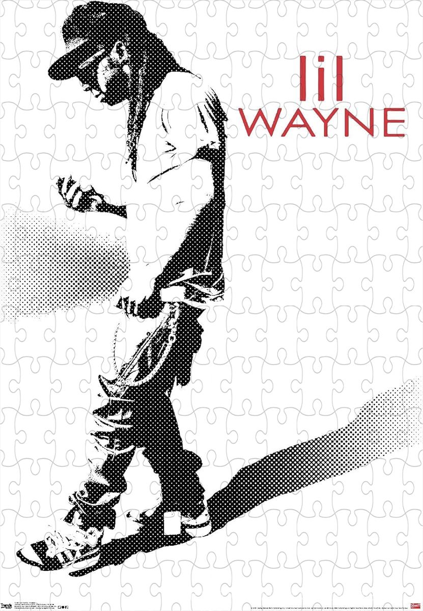 A gritty and determined portrait puzzle of Lil Wayne, themed around hustle and grind
