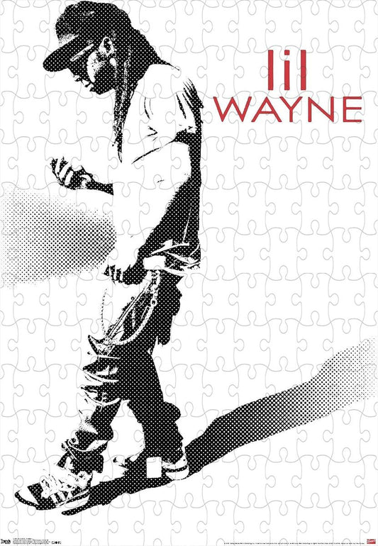 A gritty and determined portrait puzzle of Lil Wayne, themed around hustle and grind