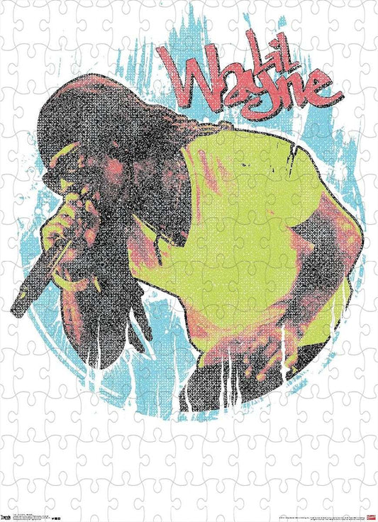 A bold and edgy puzzle of Lil Wayne with splatter-style art, great for wall display or gifting