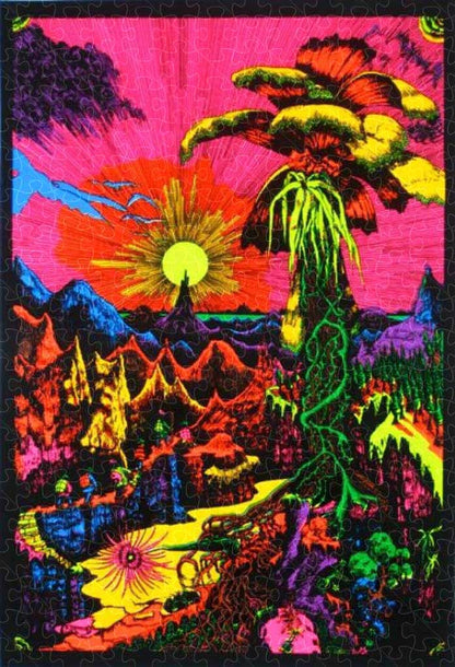 Lost Horizon flocked poster tropical mountain valley landscape puzzle, wooden puzzles for adults  