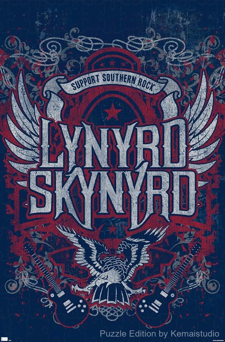 The iconic Lynyrd Skynyrd navy logo in a bold and striking design