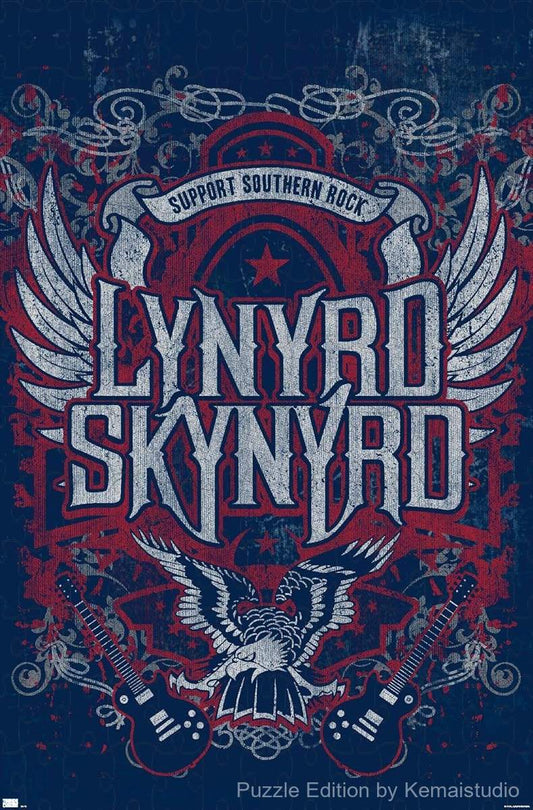 The iconic Lynyrd Skynyrd navy logo in a bold and striking design