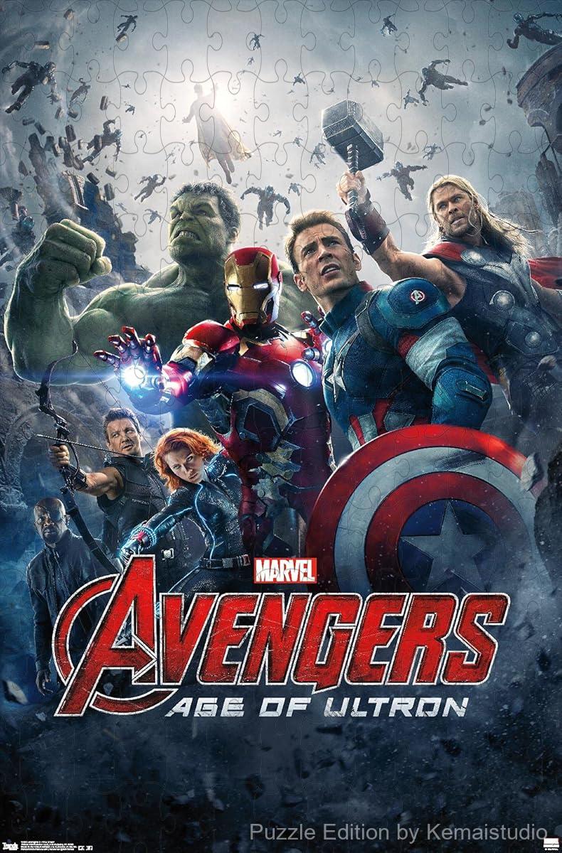 Scene from Avengers: Age of Ultron with the team in mid-battle stance