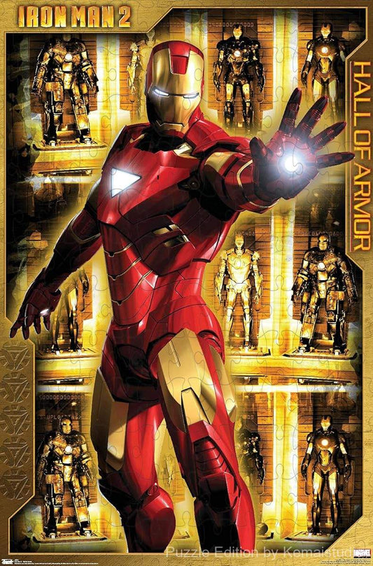 Iconic Hall of Armor scene from Iron Man 2 in a stunning 1000-piece puzzle