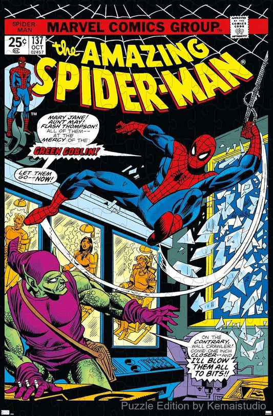 500-piece wooden jigsaw puzzle featuring the cover of Amazing Spider-Man #137.