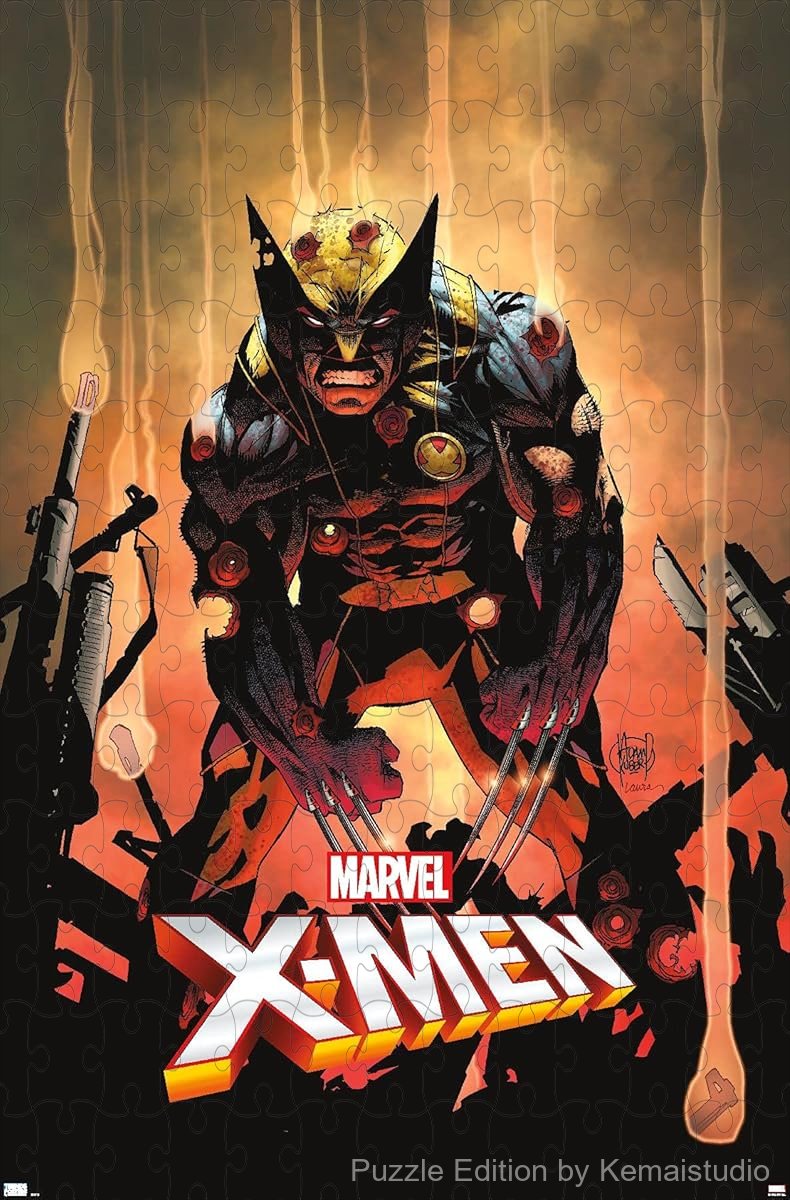 Wolverine slashes through the page in an action-packed comic book style