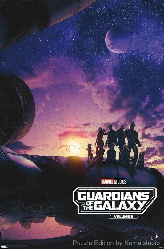 1000-piece wooden jigsaw puzzle featuring the teaser poster from Guardians of the Galaxy Vol. 3.