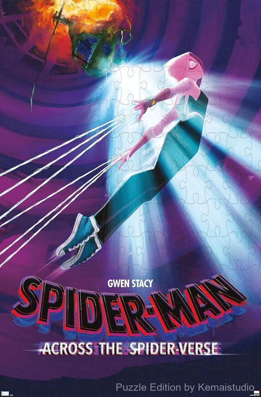 1000-piece wooden jigsaw puzzle featuring Gwen Stacy from Spider-Man: Across The Spider-Verse.