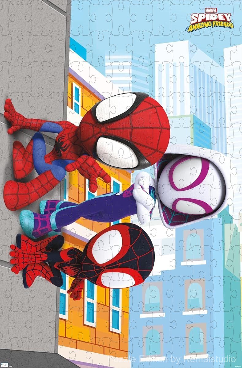 Spidey and friends from the animated series in a fun 500-piece wall puzzle