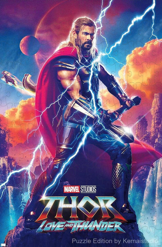 Thor stands ready in his heroic stance from Thor: Love and Thunder