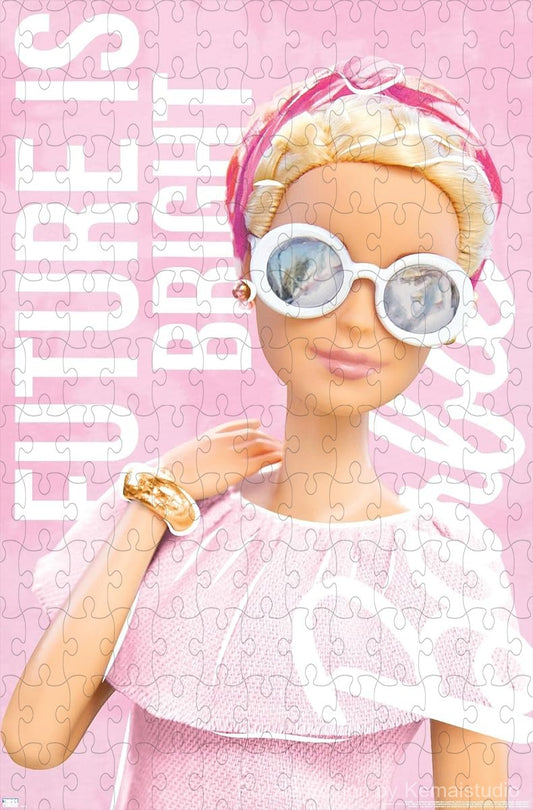 Barbie with sunglasses and positivity in a vibrant, motivational design