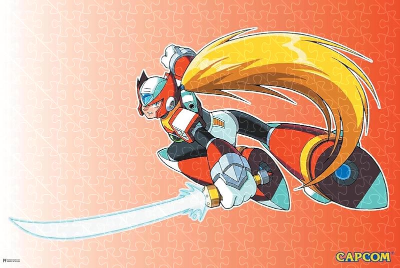 Wooden 1000-piece puzzle of Mega Man Zero Jump video game scenes