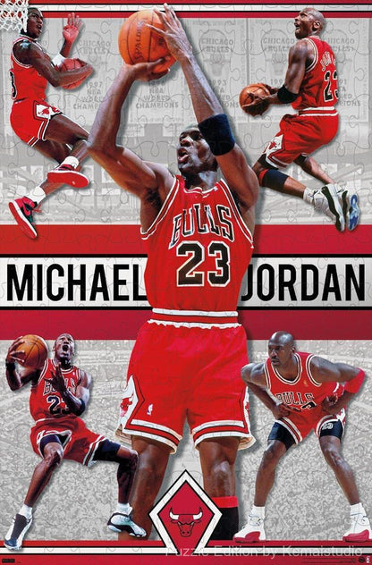 A dynamic collage of Jordan's greatest moments in one powerful design
