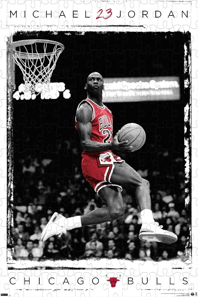 500-piece wooden jigsaw puzzle featuring Michael Jordan's iconic dunk.