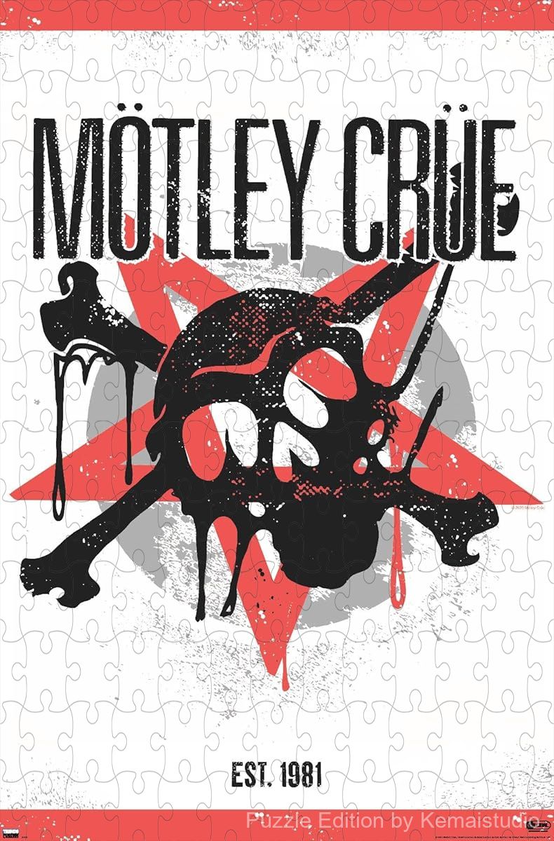 A dark and gritty puzzle with a bold Motley Crue skull theme, ideal for metal decor and challenge