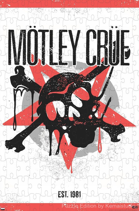 A dark and gritty puzzle with a bold Motley Crue skull theme, ideal for metal decor and challenge