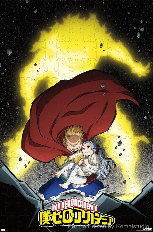 Wooden puzzle featuring Mirio from My Hero Academia Season 4 in a dynamic pose
